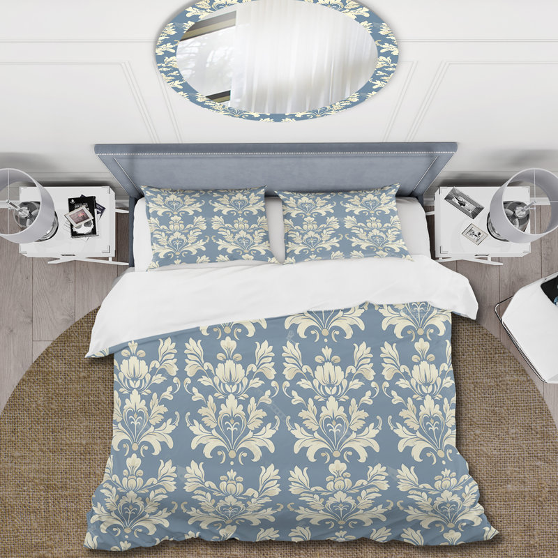 Ensemble de housse de couette floral Baby Blue Rustic, Housse de couette simple + 2 taies décoratives st