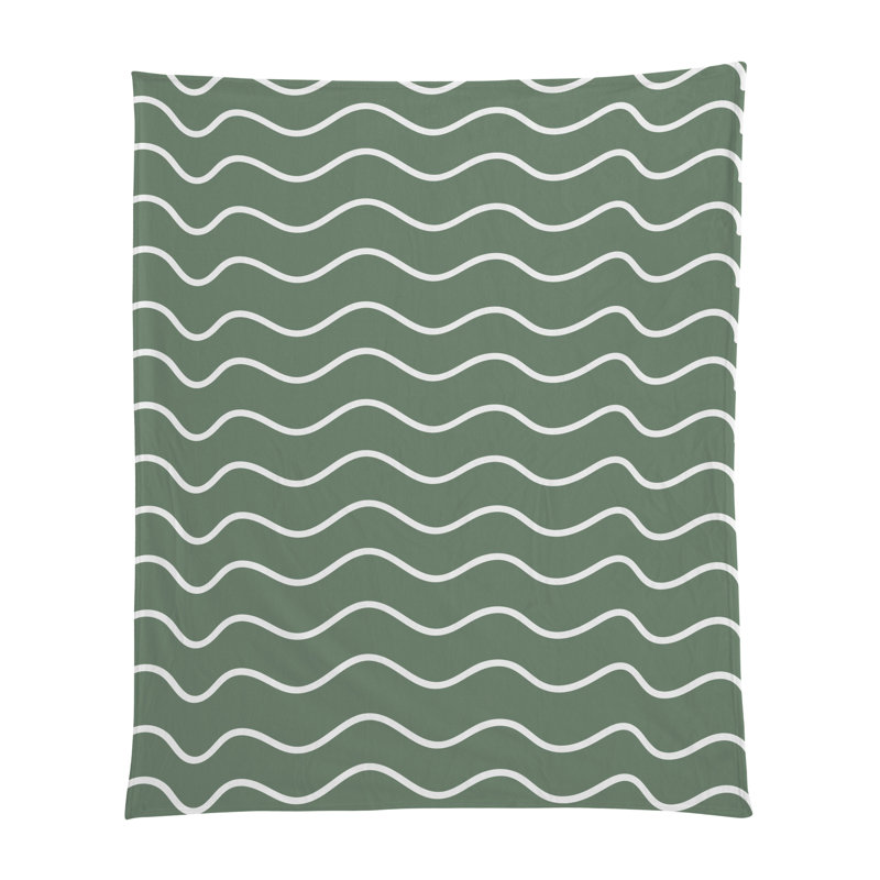 Couverture moelleuse 50 po x 60 po Modern White, Chevron vert