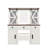 43.3" Farmhouse Makeup Vanity Desk With Lighted Mirror, Vanity Table Set With Storage Stool And Charging Station, Dressing Table With Sliding Barn Door Hidden Shelves & 3 Drawers & 4 Cabinets, Beige