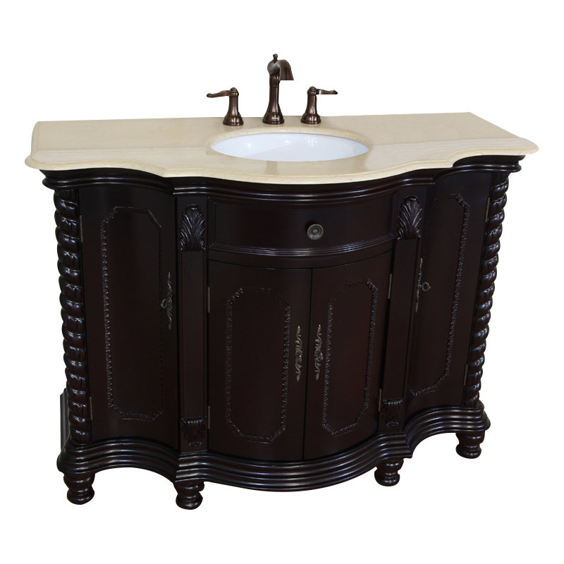 Ensemble de meuble-lavabo simple 48 po Espey, Acajou foncé, Crème corozo
