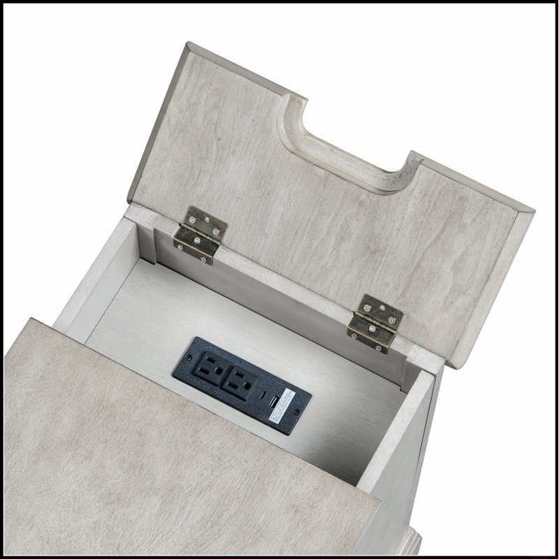Table de bout à chargement classique avec ports USB et rangement, parfaite pour la commodité moderne et le design élégant.