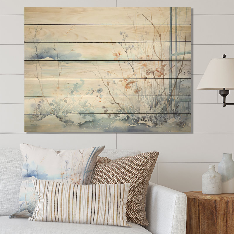 Frosty Scenic Winter Landscape II - Paysage d'hiver sur bois, H 34 po x l 44 po x P 0,78 po