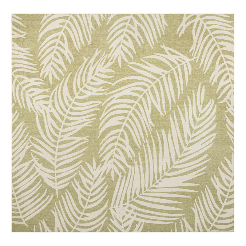 Amanda Floral Green/Ivory Indoor / Outdoor Area Rug, Square 6'1"