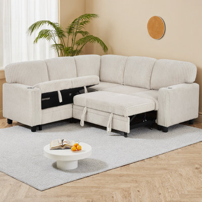 Lit gigogne escamotable, rangement dissimulé de 39 po x 23 po, porte-gobelets USB-C +, housse en velours côtelé, siège de 400 lb, remplacement du lit gauche / droite, livraison à 4 cartons