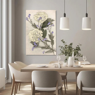 1Pc Framed Canvas Poster Print Dried flower plants, purple and white flower combination, vintage naturalist style Wall Art Decor, Perfect for Room Dec