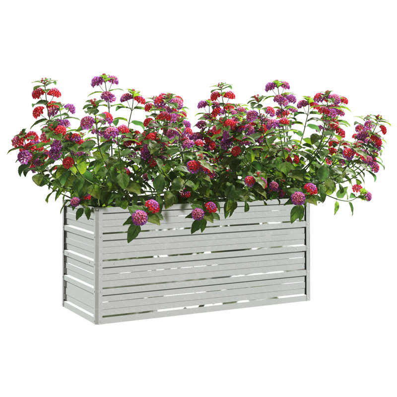 Raised Garden Bed Raised Flower Bed Galvanized Steel Planter, Silver