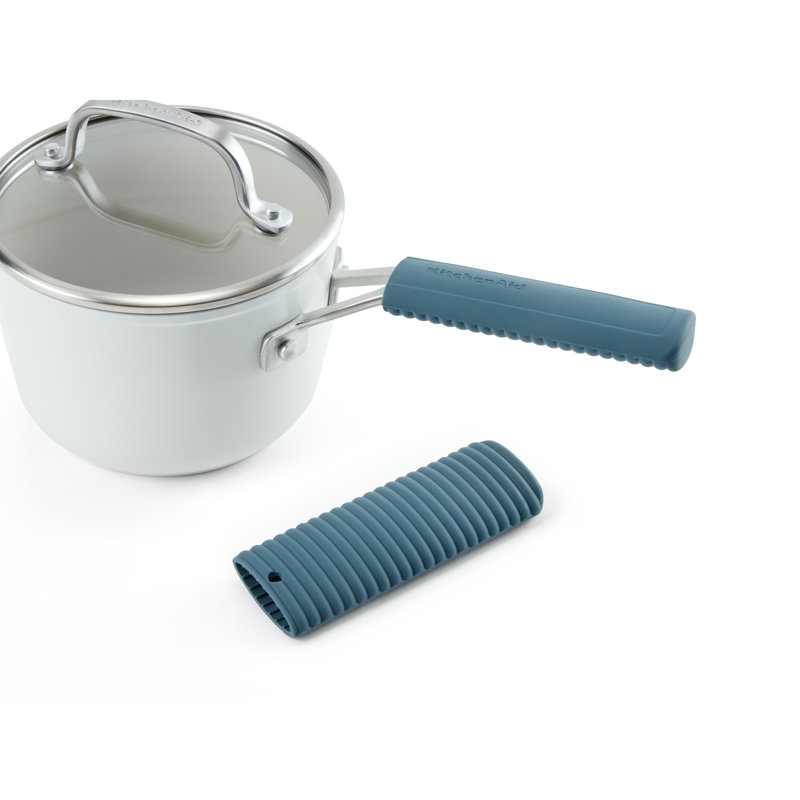 Ensemble de 2 housses en silicone souple pour casseroles et poêles en fonte Kitchenaid , Bleu agave