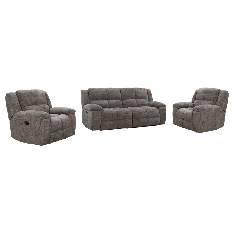 Fauteuil inclinable manuel et deux fauteuils inclinables, Cabot Stone, 3 pièces: 2 chaises, canapé