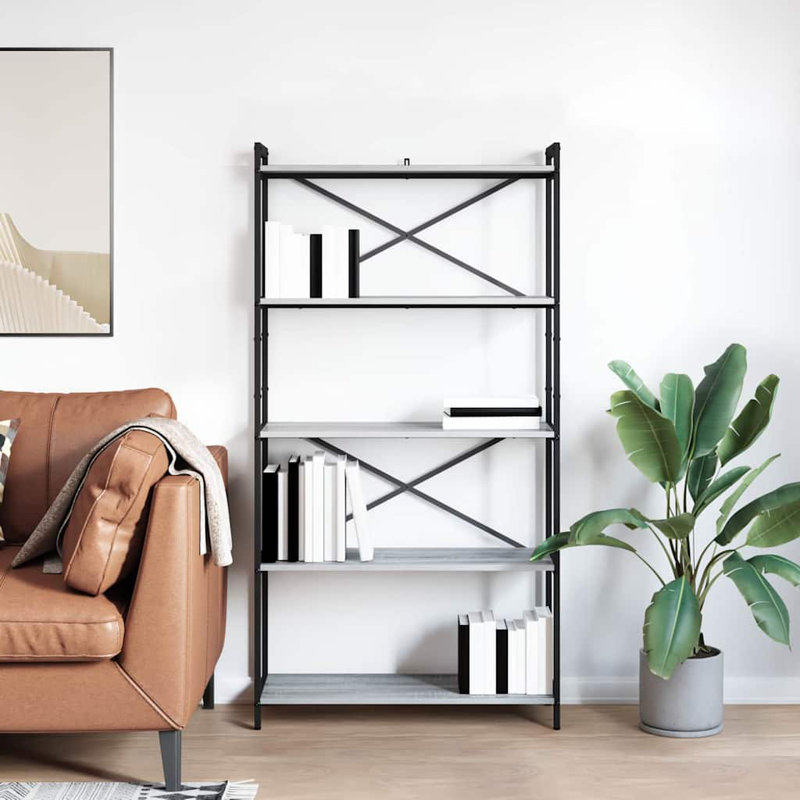Steel Bookcase, (5 Shelves) 153cm H x 80cm W x 30cm D, Grey