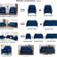Velours rembourré pour chambre à coucher - Bleu marine élégant et confortable avec cadre en bois idéal pour la détente