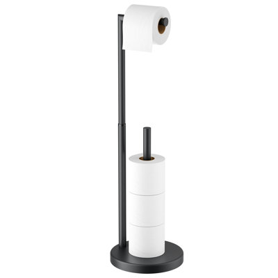 Toilet Paper Holder Stand Adjustable, Stainless Steel Freestanding Toilet Paper Holder With Storage, Bathroom Tissue Roll Stand Storage For 4 Rolls