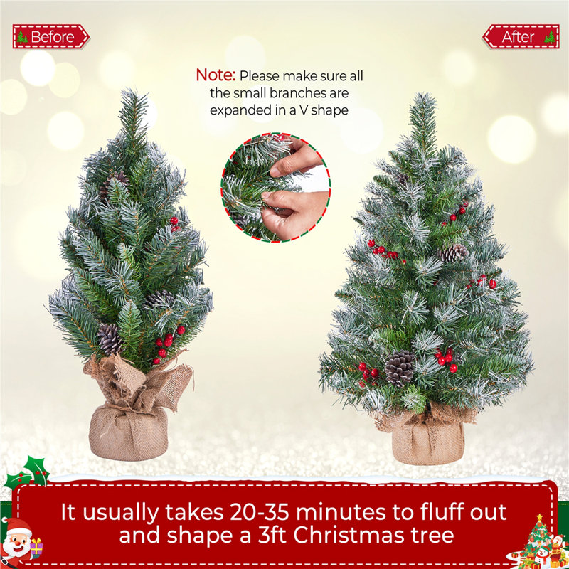 Set of 2 Tabletop Christmas Trees, 38.6" H x 23" W x 23" D