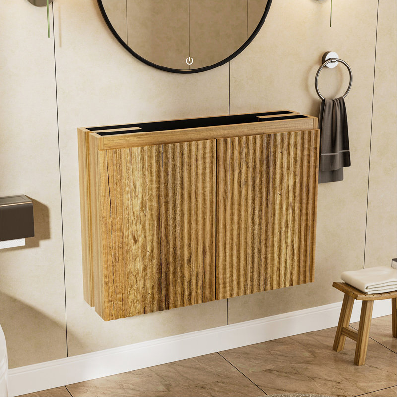 Armoire murale pliante 30 po en chêne Gloden avec évier crème - Installation brevetée en 1 minute, peu encombrante et facile à assembler, style moderne