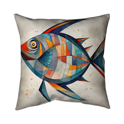 Geometric Fish Gray Abstract – Throw Pillow Cover Only, Double-Sided Print, Insert Not Included