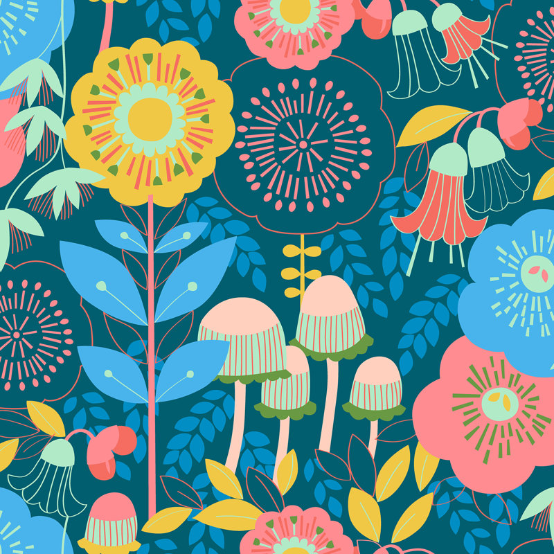 Papier peint adhésif Dream Garden, Bleu