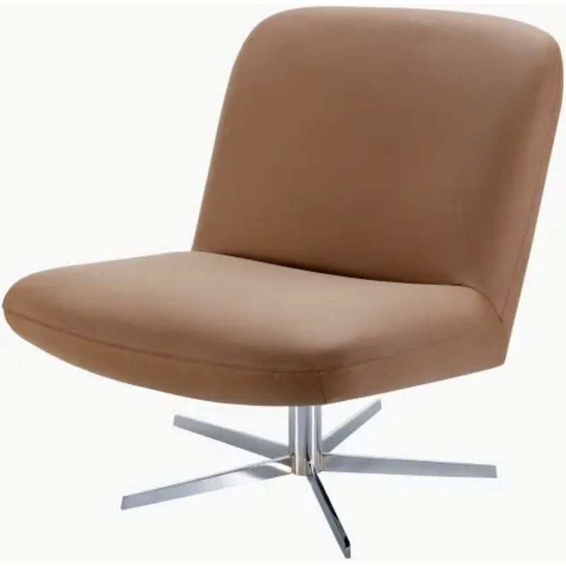 Grogin Modern Swivel Chair, Brown Polyurethane