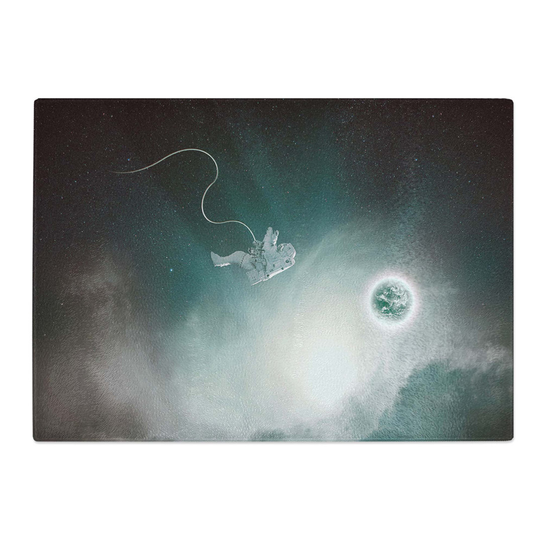 Glass Lone Astronaut in Outer Space in Abstract Chopping Board