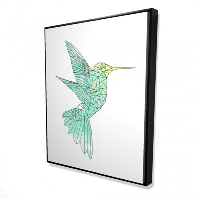 Reproduction géométrique de colibri sur toile