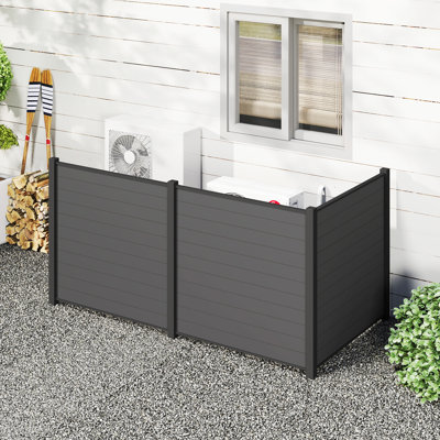 Outdoor Privacy Screens Metal Fence Panels, Black by Domi Louvered