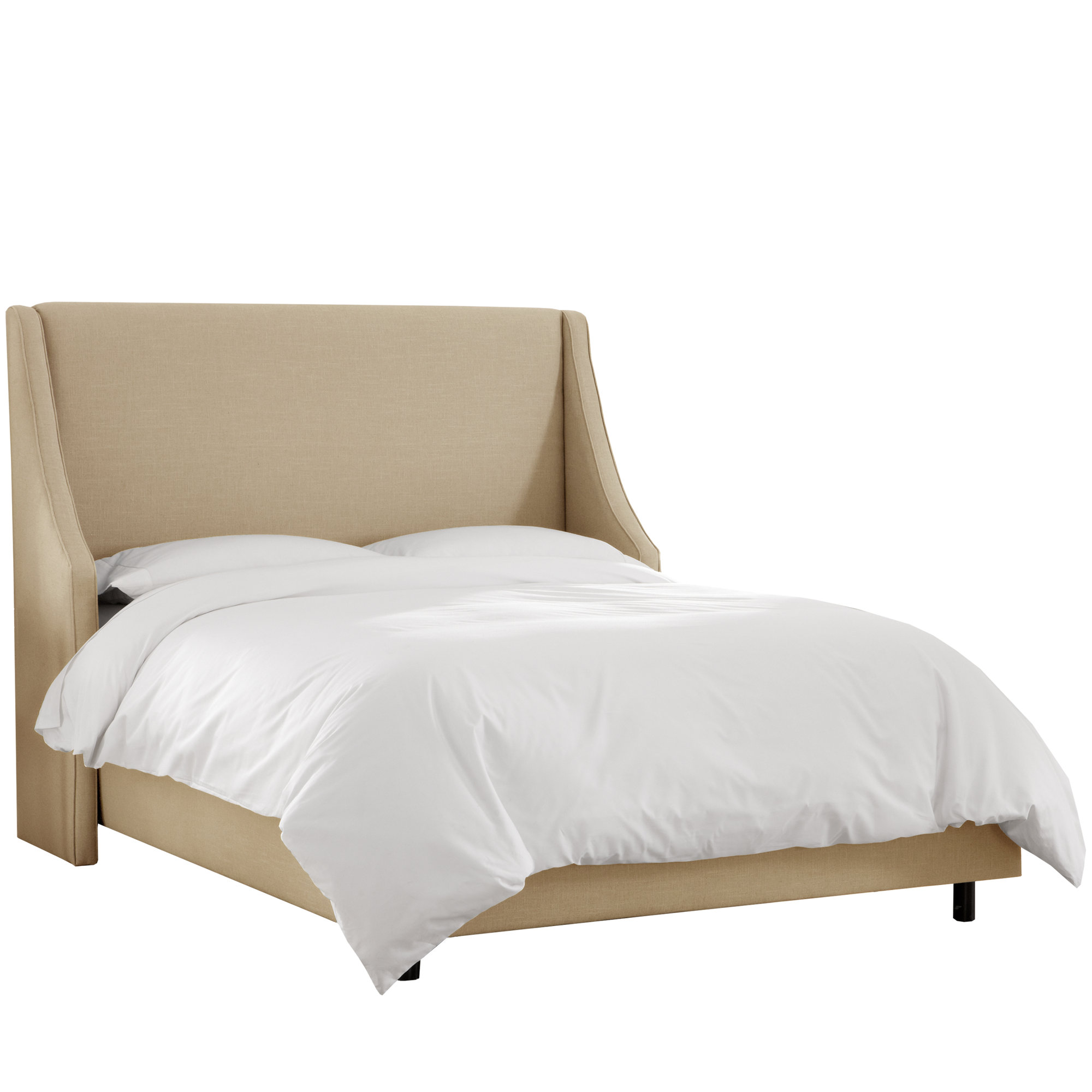 Bernadine Upholstered Wingback Bed, California King, Classic Sandstone Linen