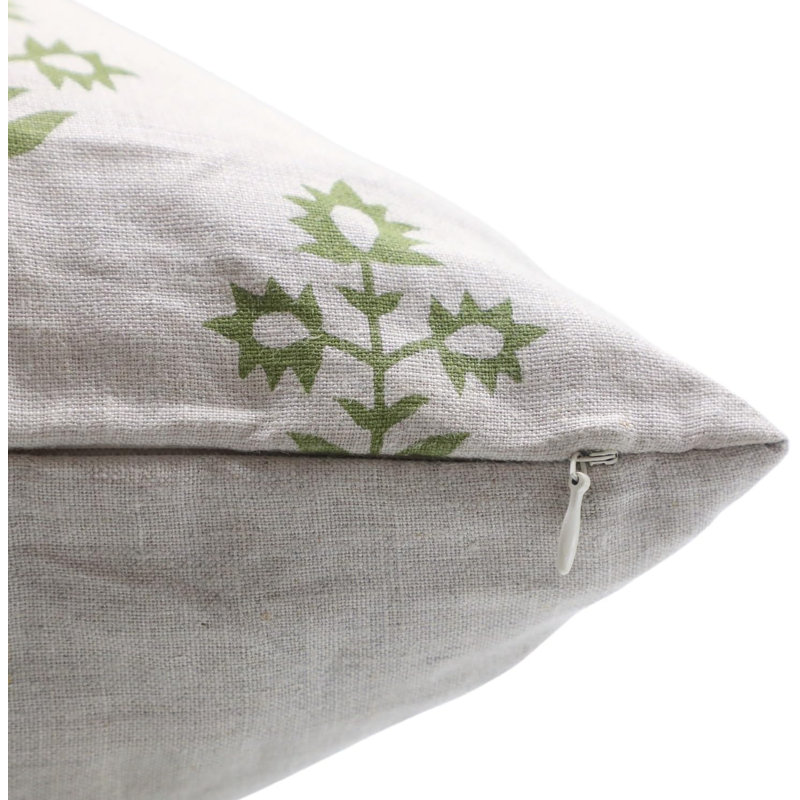 Housse de coussin Boho, Forme rectangulaire, Vert clair, H 12 po x l 20 po