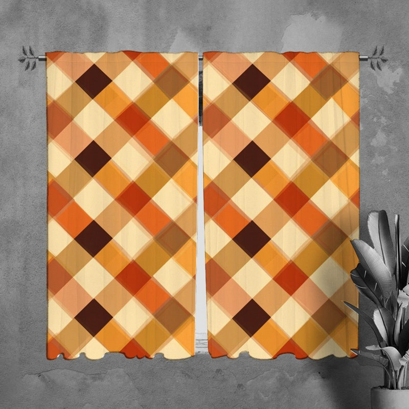 Paire de rideaux obscurcissant en polyester Lilliahna, Brun / Orange, L 20 po x L 82 po