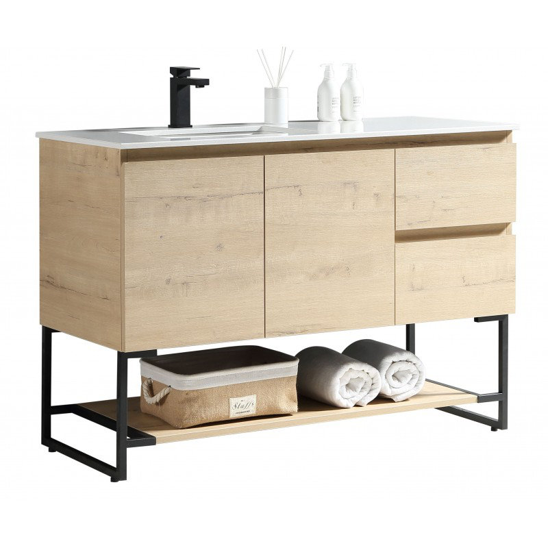 Ensemble de meuble-lavabo simple 47 po, Chêne Vivo / noir