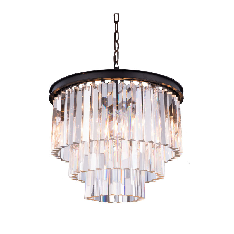 Yazmin 6 - Light Crystal Pendant, Crystal (Clear), Mocha Brown