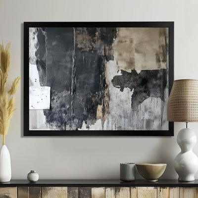 Black Brown and black abstract slabs collage I - Picture Framed Wall Art