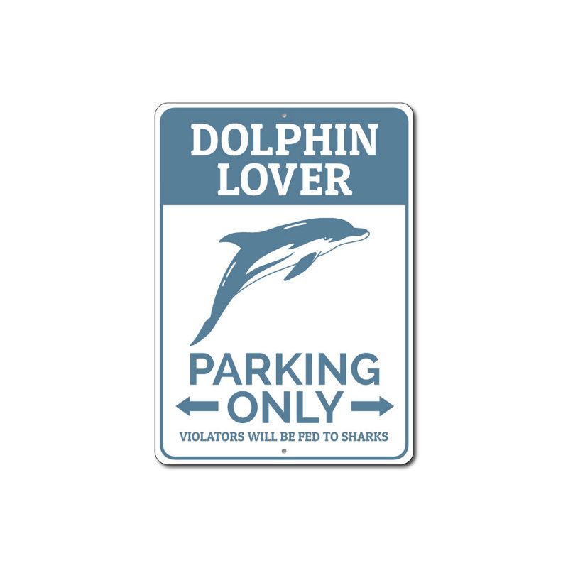 Enseigne en aluminium Dolphin Lover, H 18 po x l 12 po x P 0,06 po