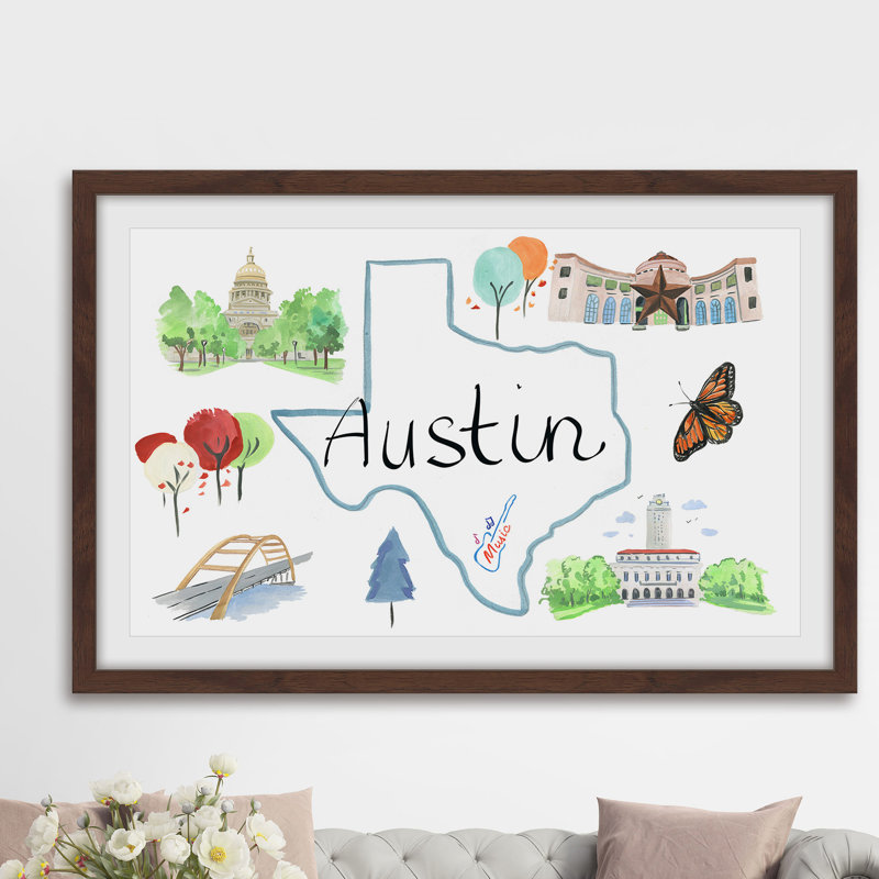 « austin sites », reproduction d’art encadrée, H 12 po x l 18 po x P 1,5 po