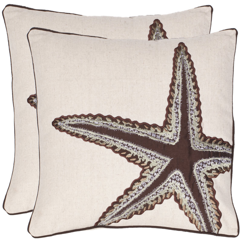 Richard Embroidered Feather Linen Reversible Throw Pillow