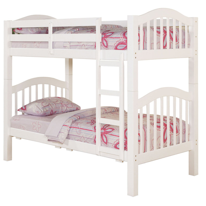 Frazer Contemporary Twin Over Twin Bunk Bed with Right Facing Front Ladder, White