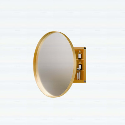 Round Metal Framed Medicine Cabinet with Mirror and Adjustable Shelves