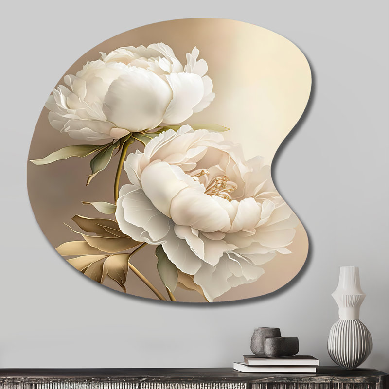 Fleur de pivoine II - pivoines asymétriques, reproduction d'art murale en métal de forme unique, H 27 po x l 27 po