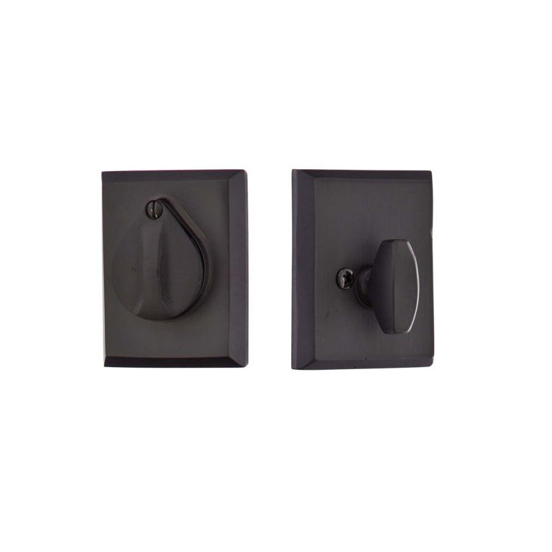 #3 Flap And Plate Single Cylinder Deadbolt Flat Black Bronze Finish, Flat Black Bronze