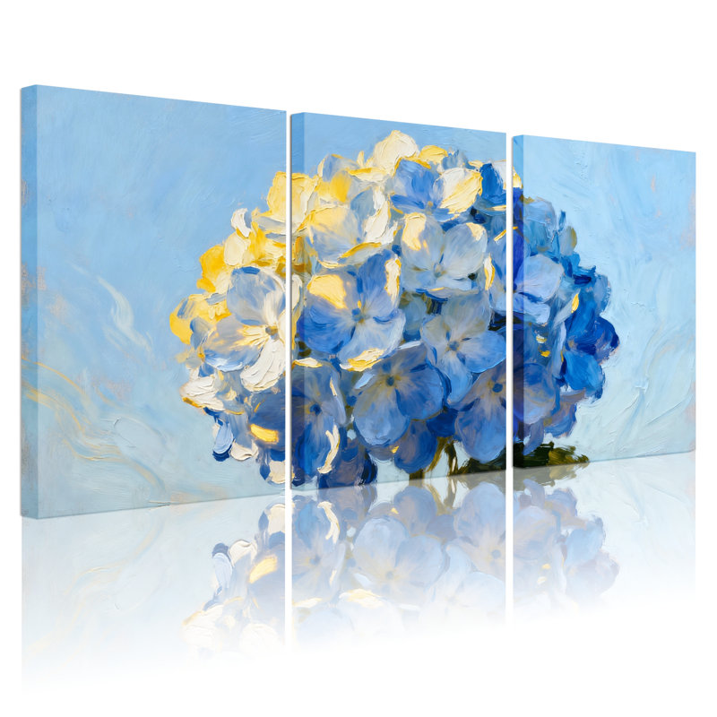 Hydrangea, ensemble de 3 impressions sur toile, H 24 po x l 48 po