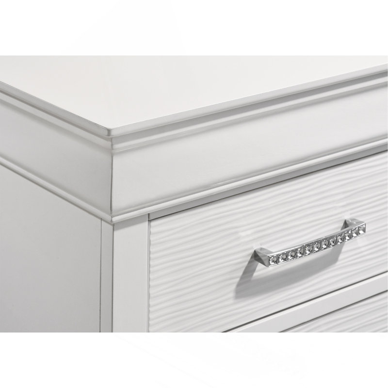 Table de chevet 2 tiroirs de style moderne en bois blanc