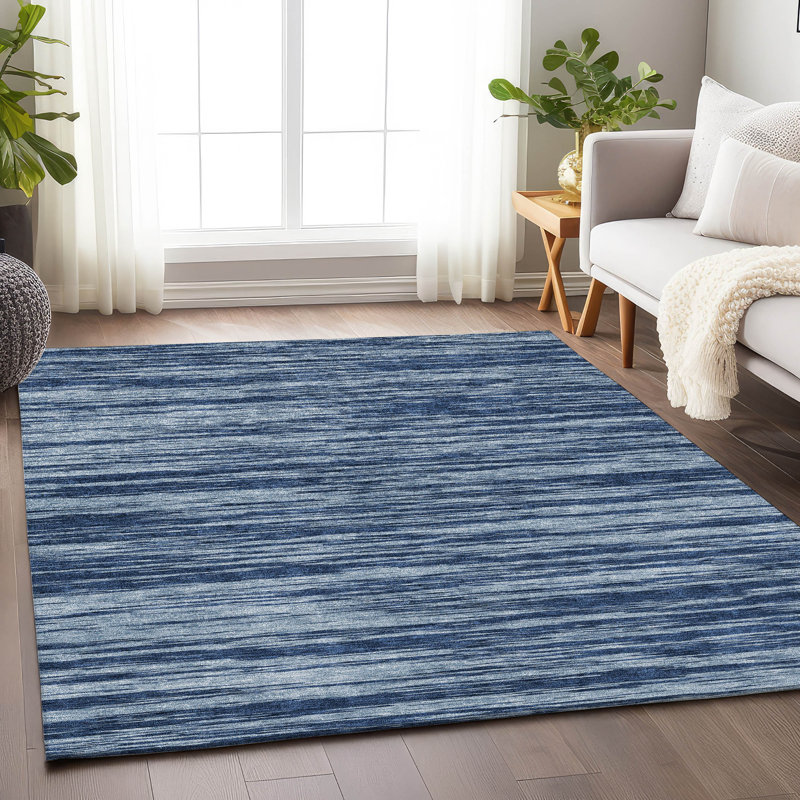 Premium Machine Washable Prisco Blue Rug, Rectangle 3' x 5'