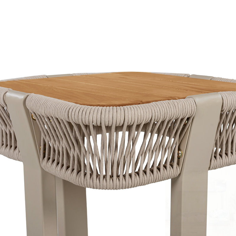 Table d'appoint en bois d'acacia avec corde et structure en métal naturel, Beige