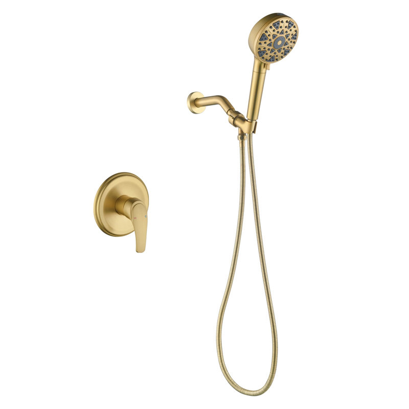 Wall Mounted Shower System With Rough-In Valve 7-Spray Single Handle Shower Faucet Set Modern Brass Shower Trim Kit