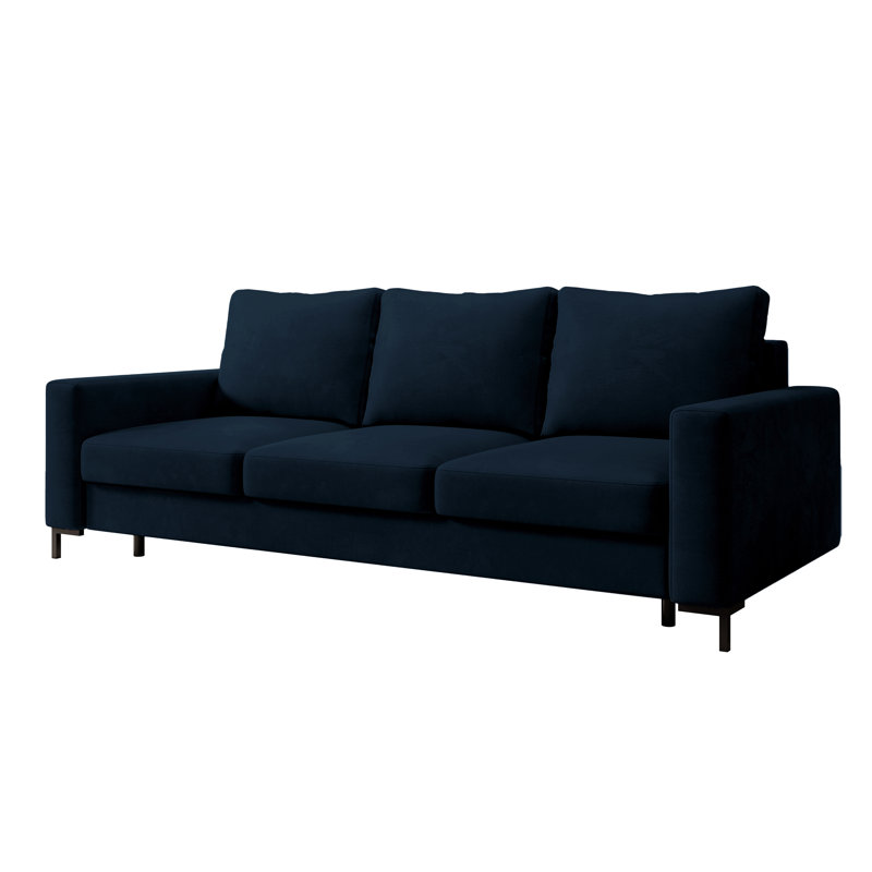 Aleg 3 Seater Velvet Sofa, Dark Blue