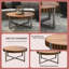 Table basse de salon 31,4 po en forme de tambour fait à la main en forme de tambour, table basse en bois F Smith, table basse à base robuste-911613846-930458765