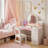 Kids Vanity Desk With LED Mirror And Stool