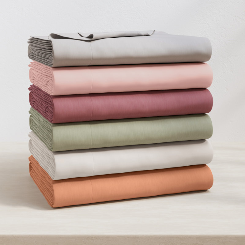Ultra-Soft Cotton Heathered Melange Jersey Knit Sheet Set, King with 2 Pillowcases, Terracotta