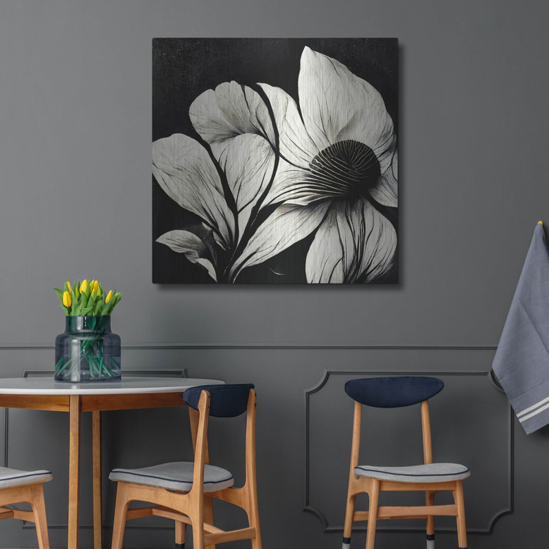 «Flowers Black White 30» par Ray Heere, H 36 po x l 36 po