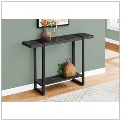 Table d'appoint, console, vestibule, étroit, canapé, salon, chambre à coucher, stratifié noir, métal noir, contemporain, moderne