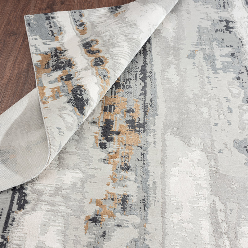 Bliss Abstract Grey Area Rug, Rectangle 2' x 4'