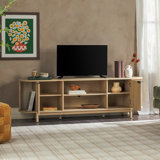 Dragelin Modern Reeded TV Stand with Open Storage