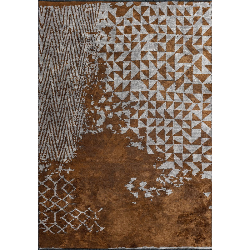Fondu moderne à chevrons organiques abstraits, Rectangle 9 pi x 12 pi